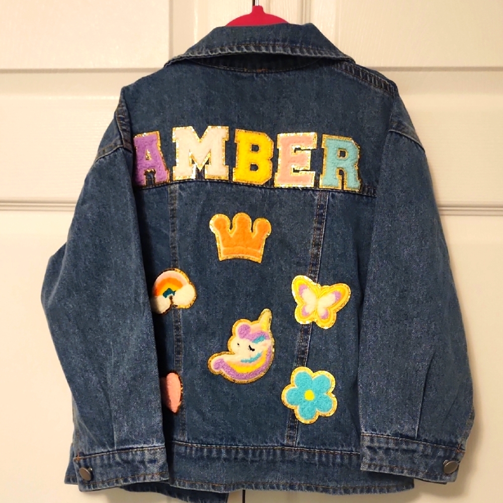 Kids Denim Jacket with Colorful Patches